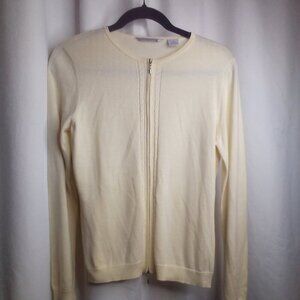 Madison Studio Sweater S Women Long Sleeve Zip Front Silk Blend Beige